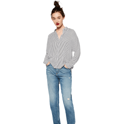 Zara OVERSIZED SHIRT White Navy