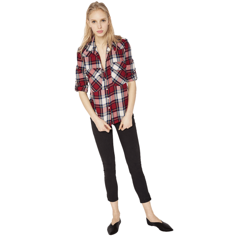 Zara V-NECK CHECK SHIRT